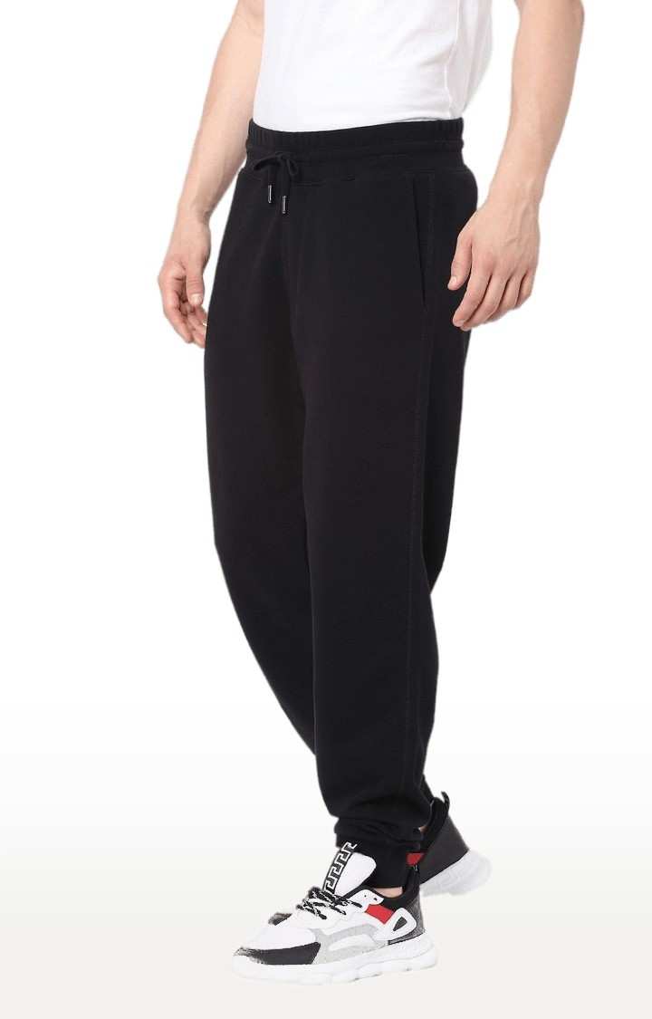 Men's Black Cotton Solid Casual Joggers