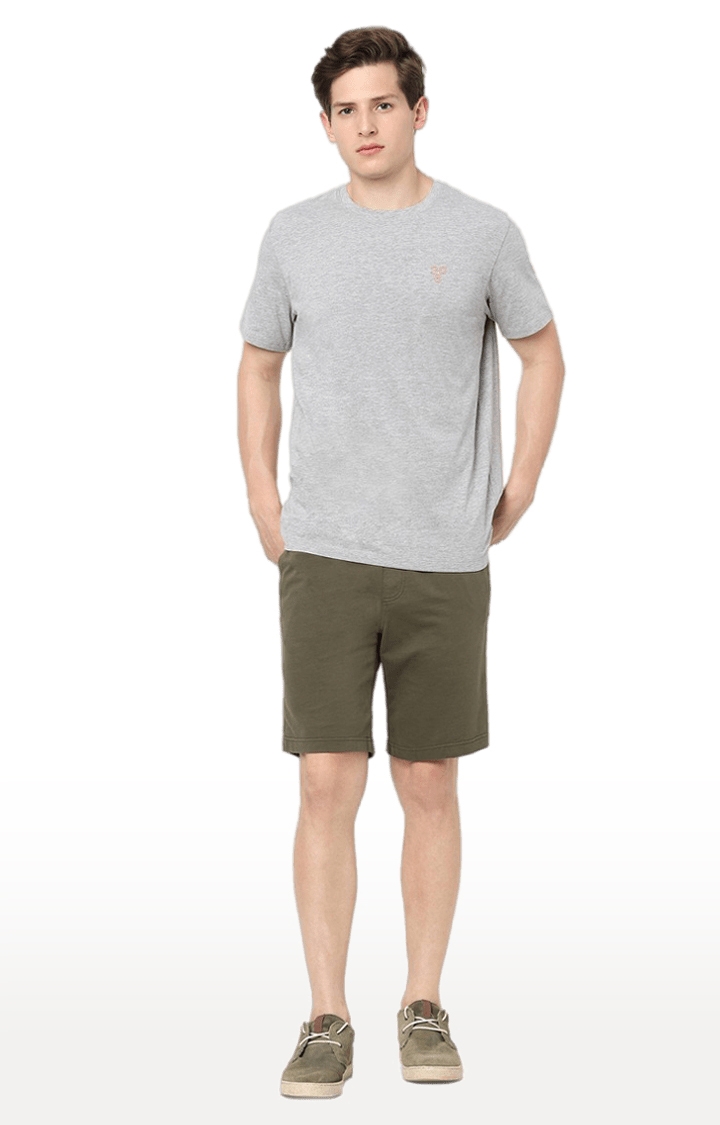 celio | Men's Green Cotton Solid Shorts 1