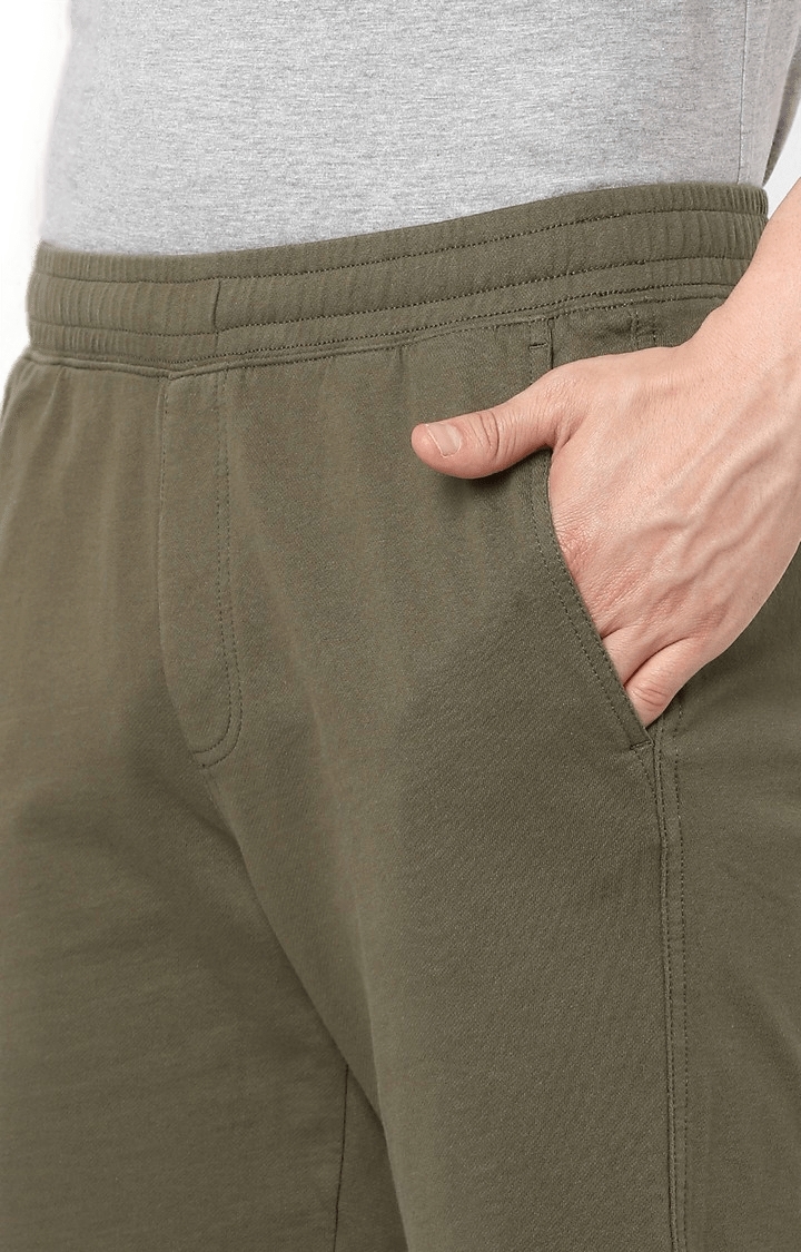 celio | Men's Green Cotton Solid Shorts 5