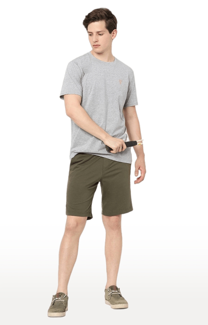 celio | Men's Green Cotton Solid Shorts 2