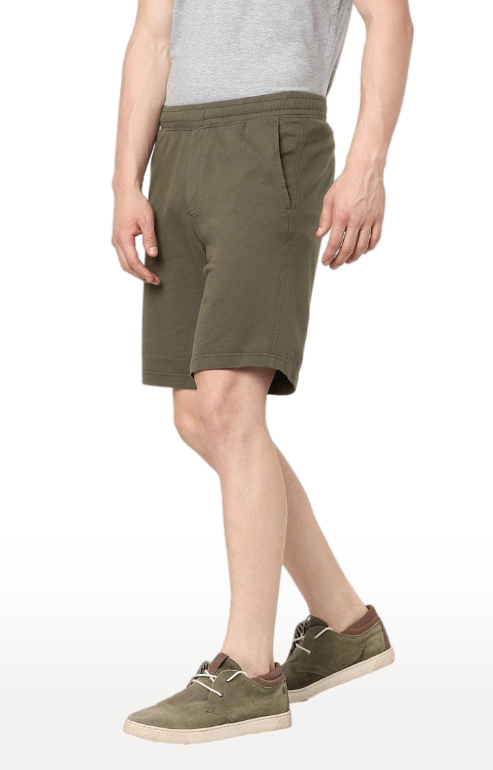 celio | Men's Green Cotton Solid Shorts 3
