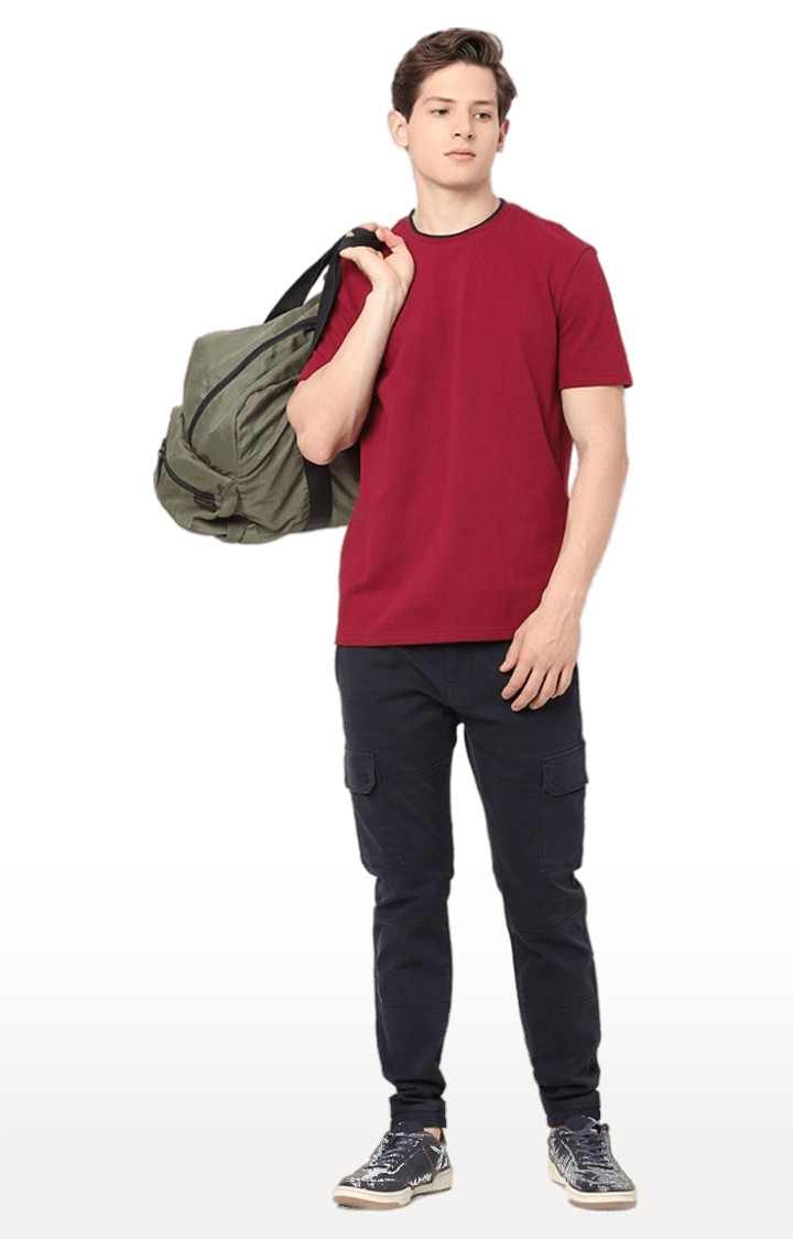 Men's Red Solid Regular T-Shirts