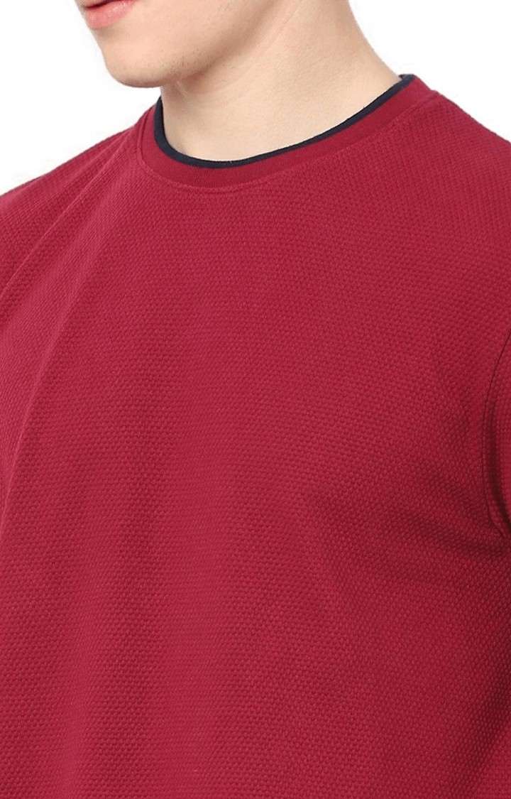 Men's Red Solid Regular T-Shirts