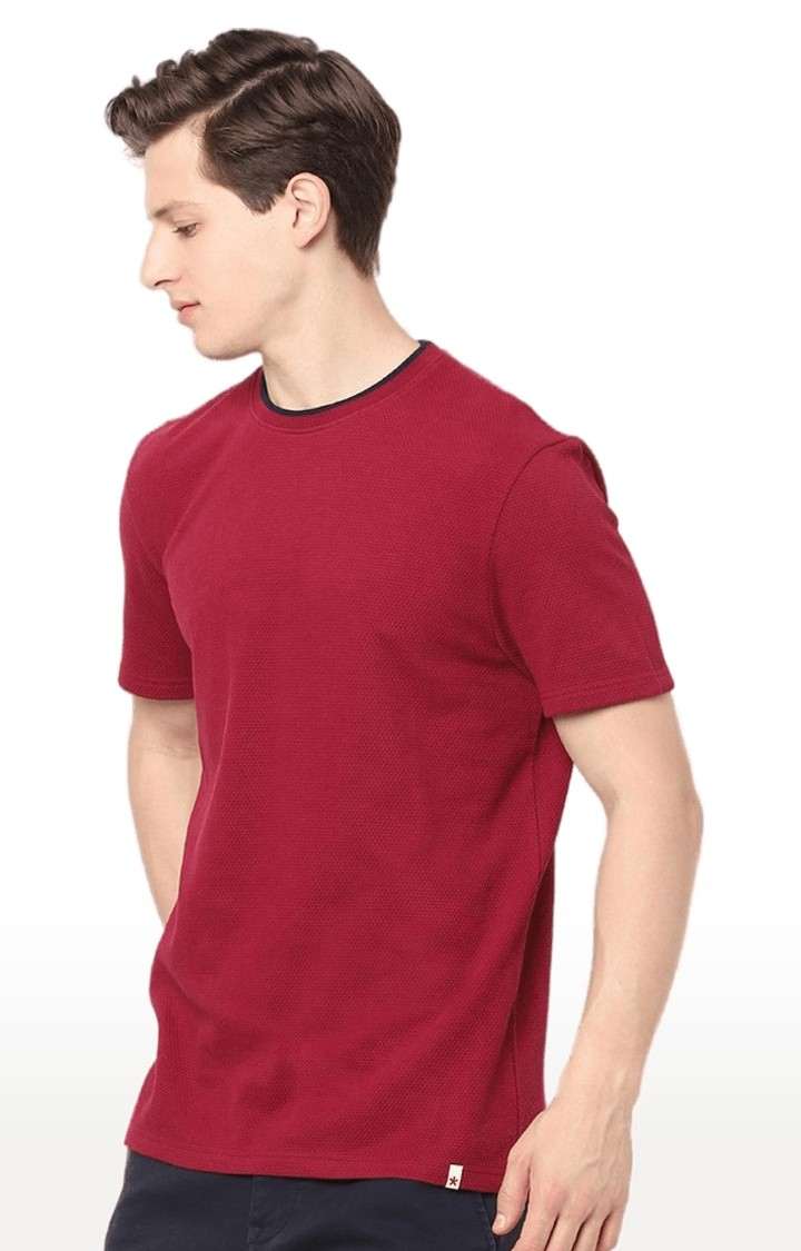 Men's Red Solid Regular T-Shirts