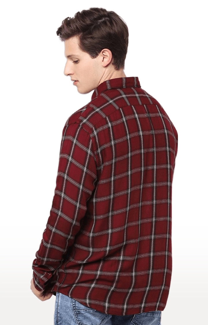 celio | Men's Red Checked Casual Shirts 4