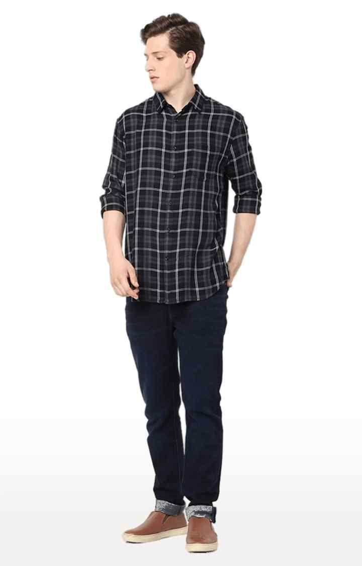 Men's Black Checked Casual Shirts