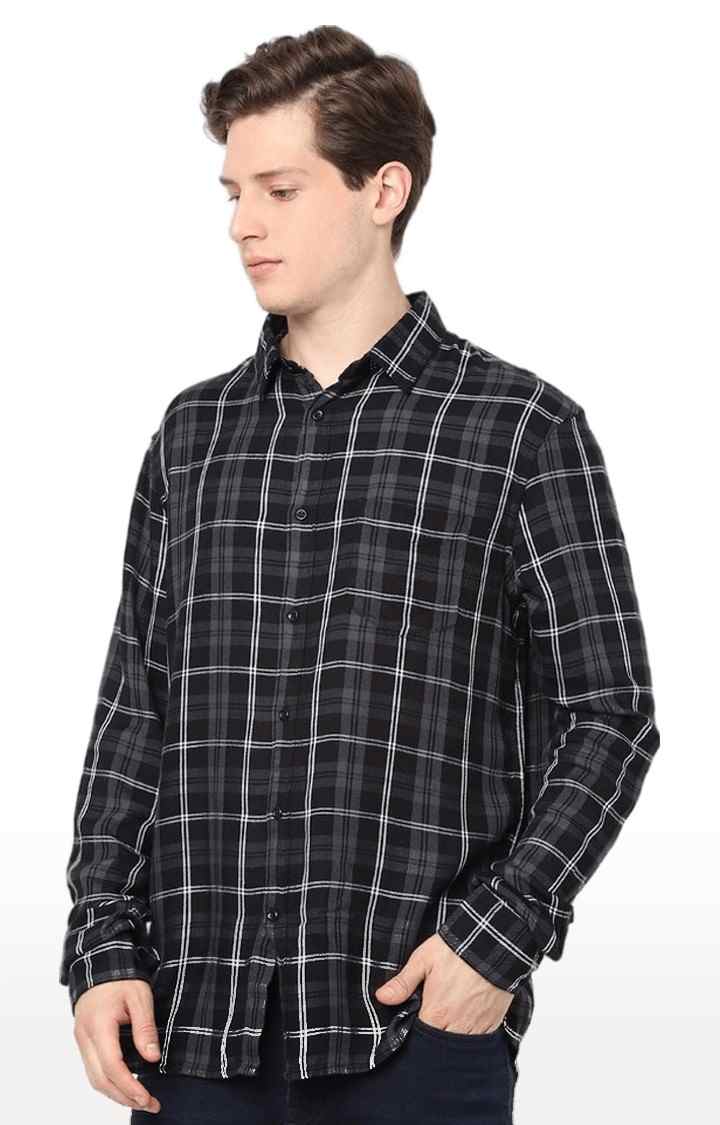 Men's Black Checked Casual Shirts