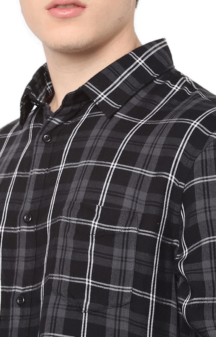 Men's Black Checked Casual Shirts
