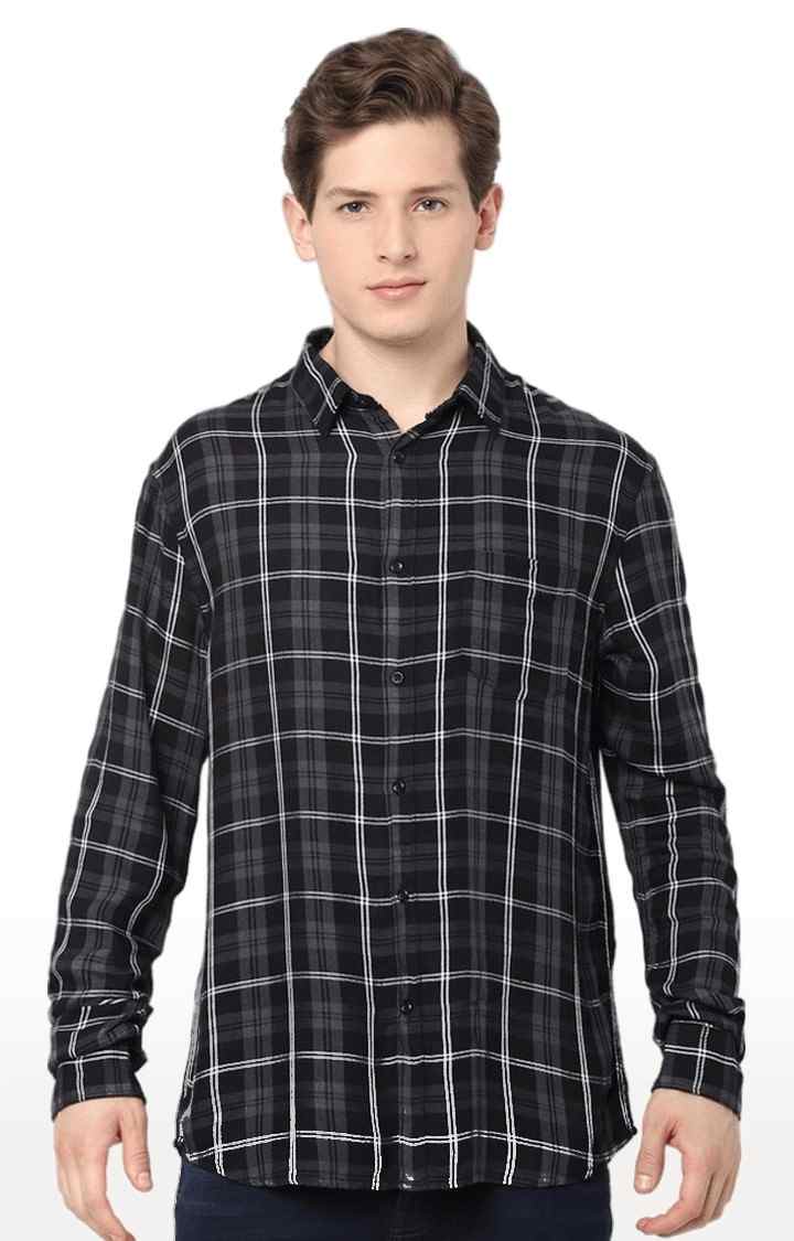 Men's Black Checked Casual Shirts