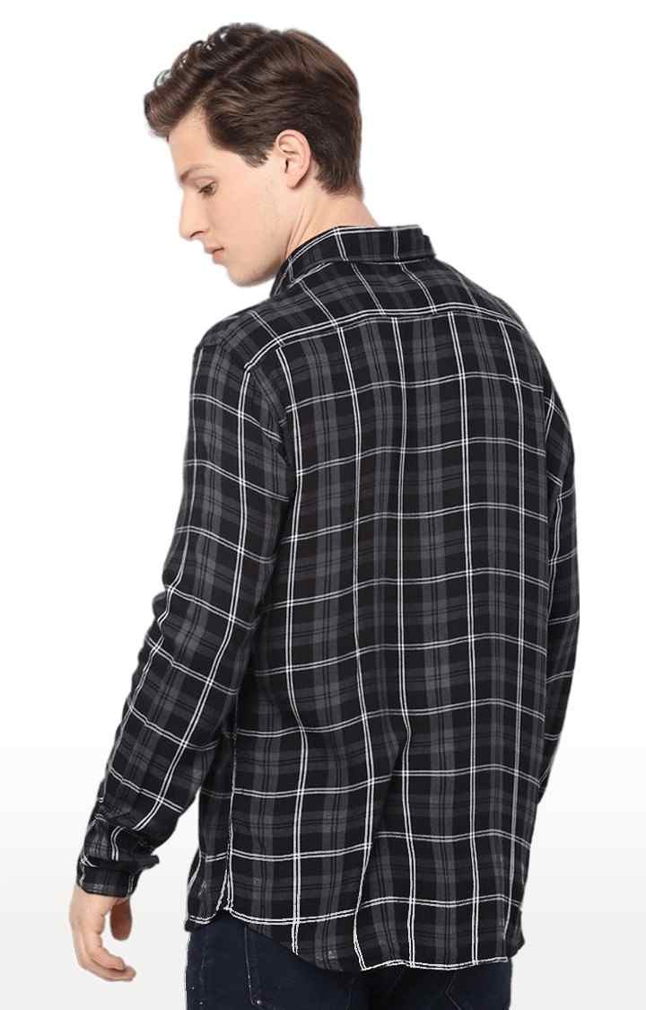 Men's Black Checked Casual Shirts