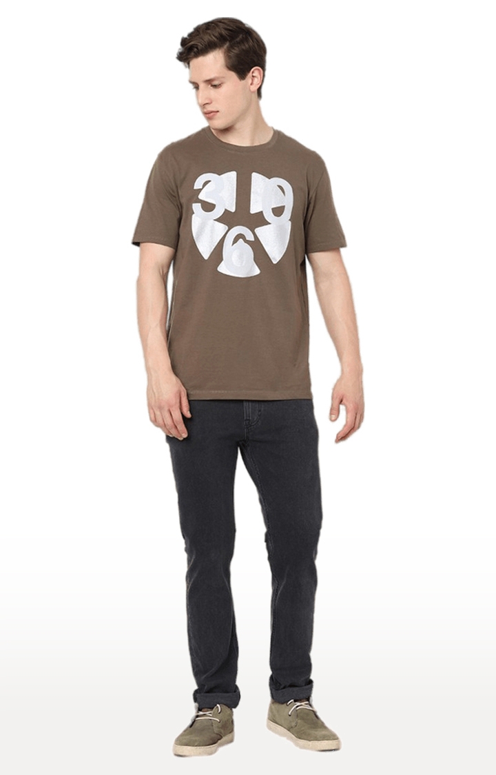 celio | Men's Brown Printed Regular T-Shirts 2