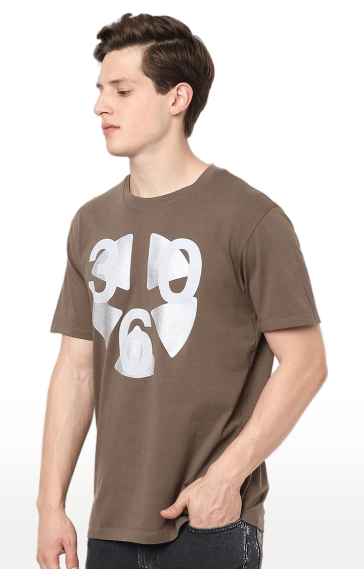 celio | Men's Brown Printed Regular T-Shirts 3