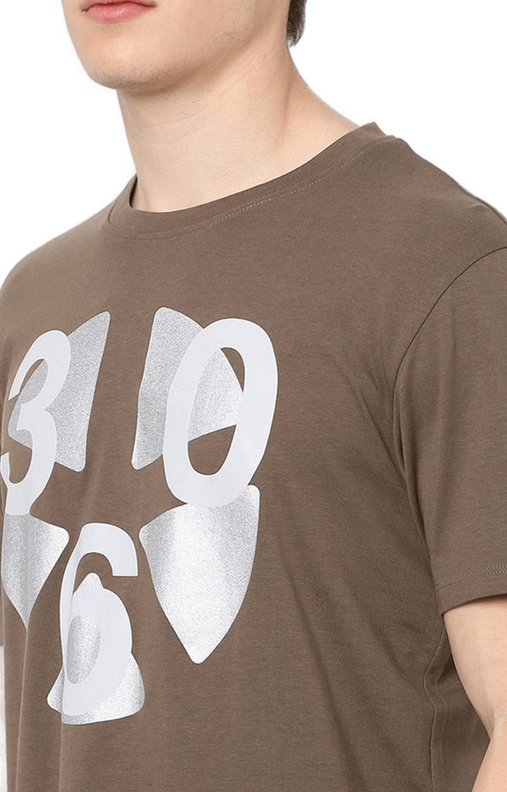 celio | Men's Brown Printed Regular T-Shirts 5