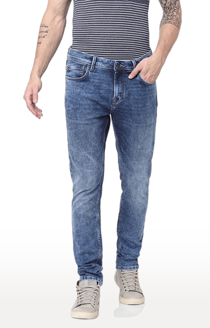 celio | Men's Blue Cotton Solid Slim Jeans