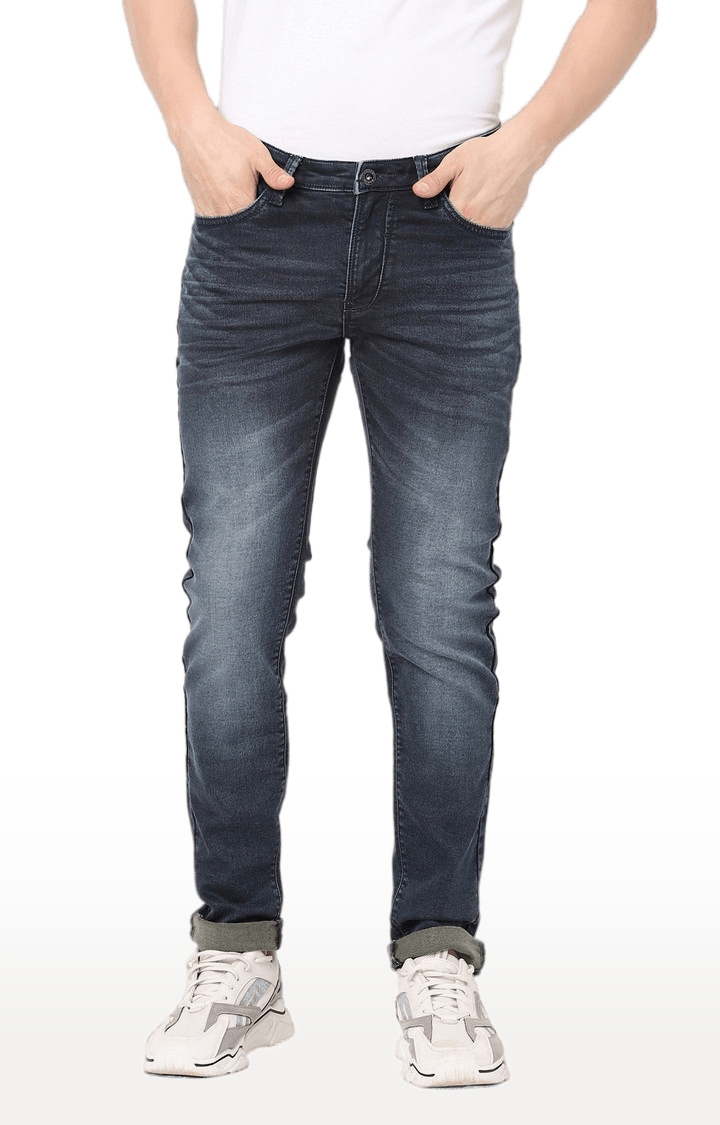 Men's Grey Cotton Solid Tapered Jeans