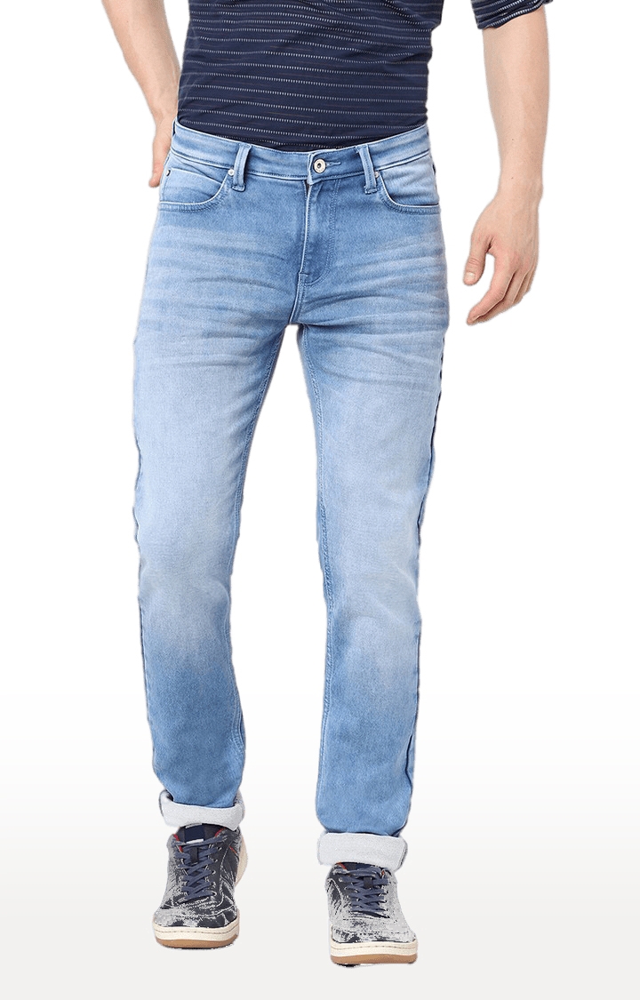 celio | Men's Blue Cotton Solid Regular Jeans 0