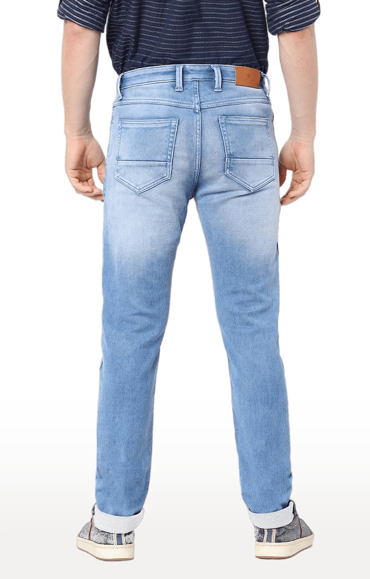 celio | Men's Blue Cotton Solid Regular Jeans 3