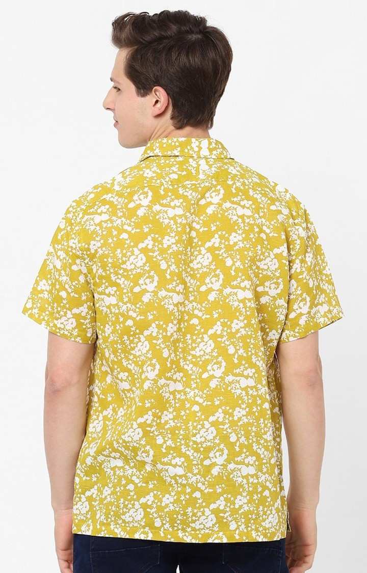 Men's Yellow Printed Casual Shirts