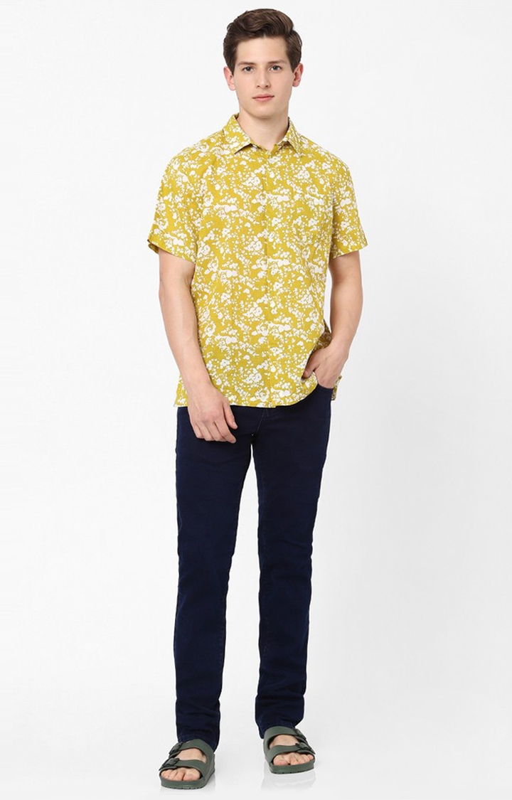 celio | Men's Yellow Printed Casual Shirts 1