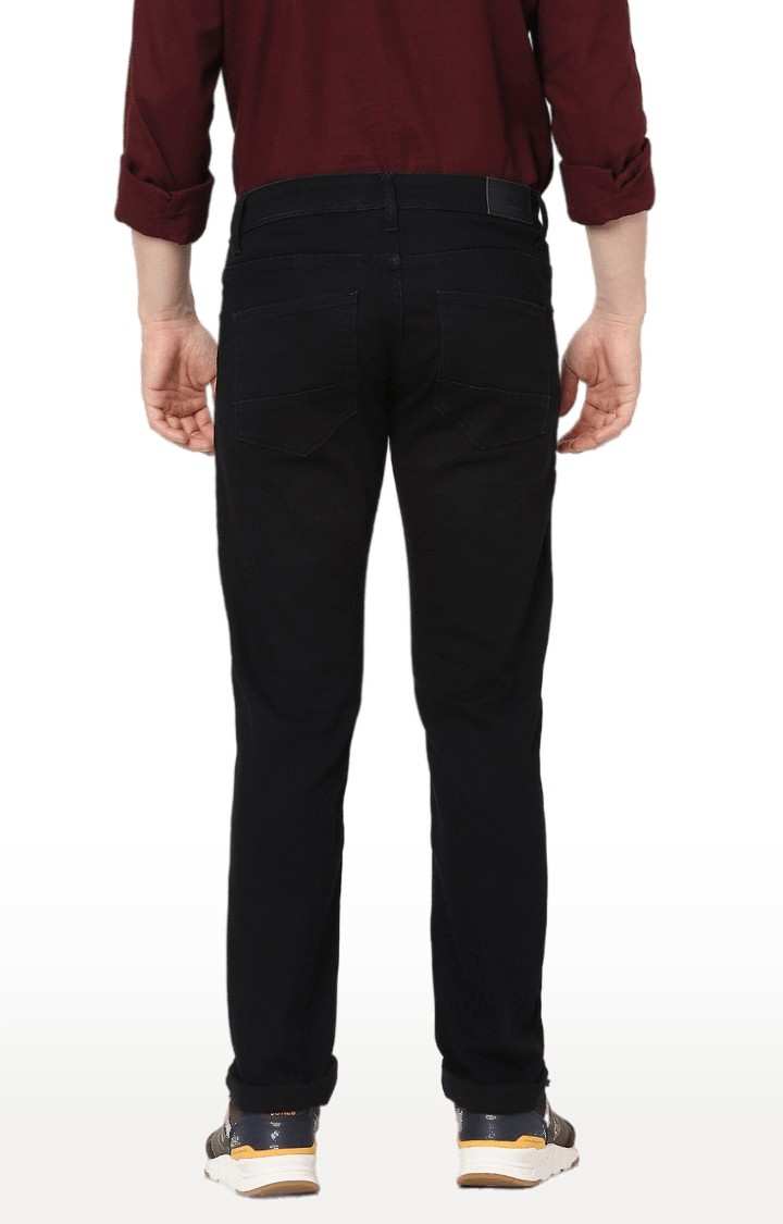 Men's Black Cotton Solid Regular Jeans