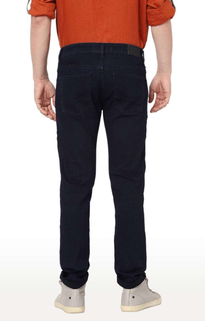 Men's Blue Cotton Solid Slim Jeans