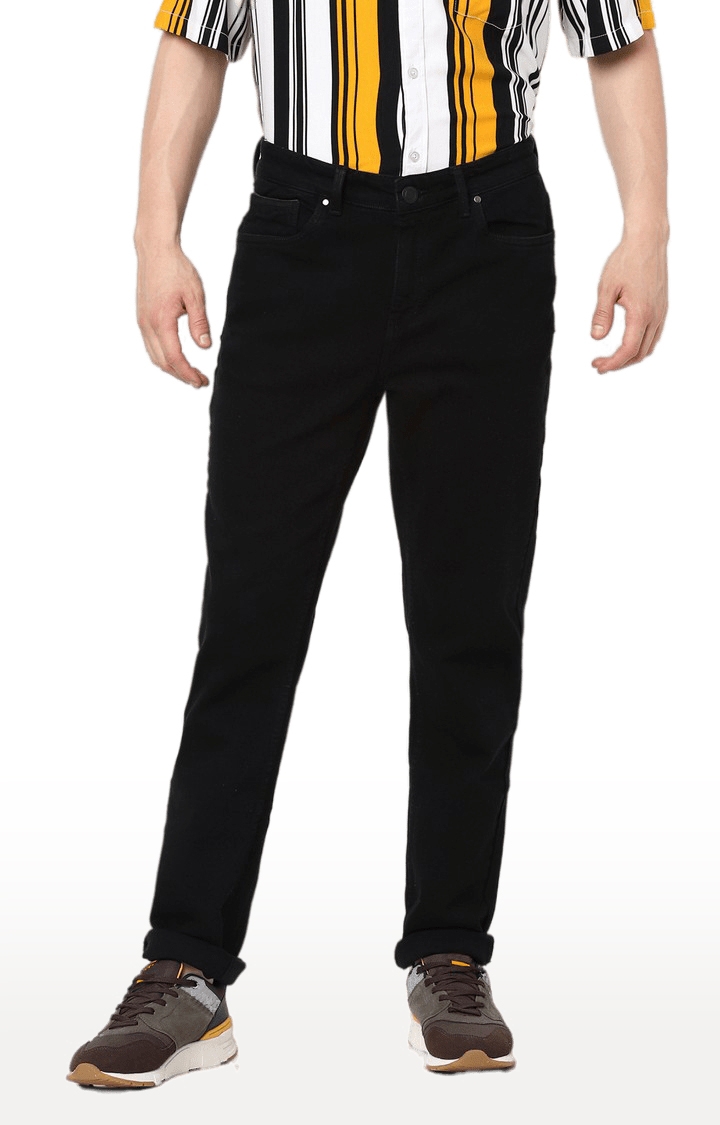 celio | Men's Black Cotton Solid Slim Jeans