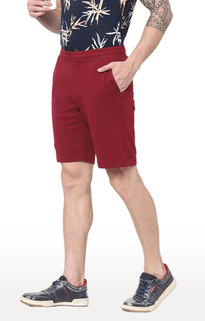 celio | Men's Red Cotton Solid Shorts 1