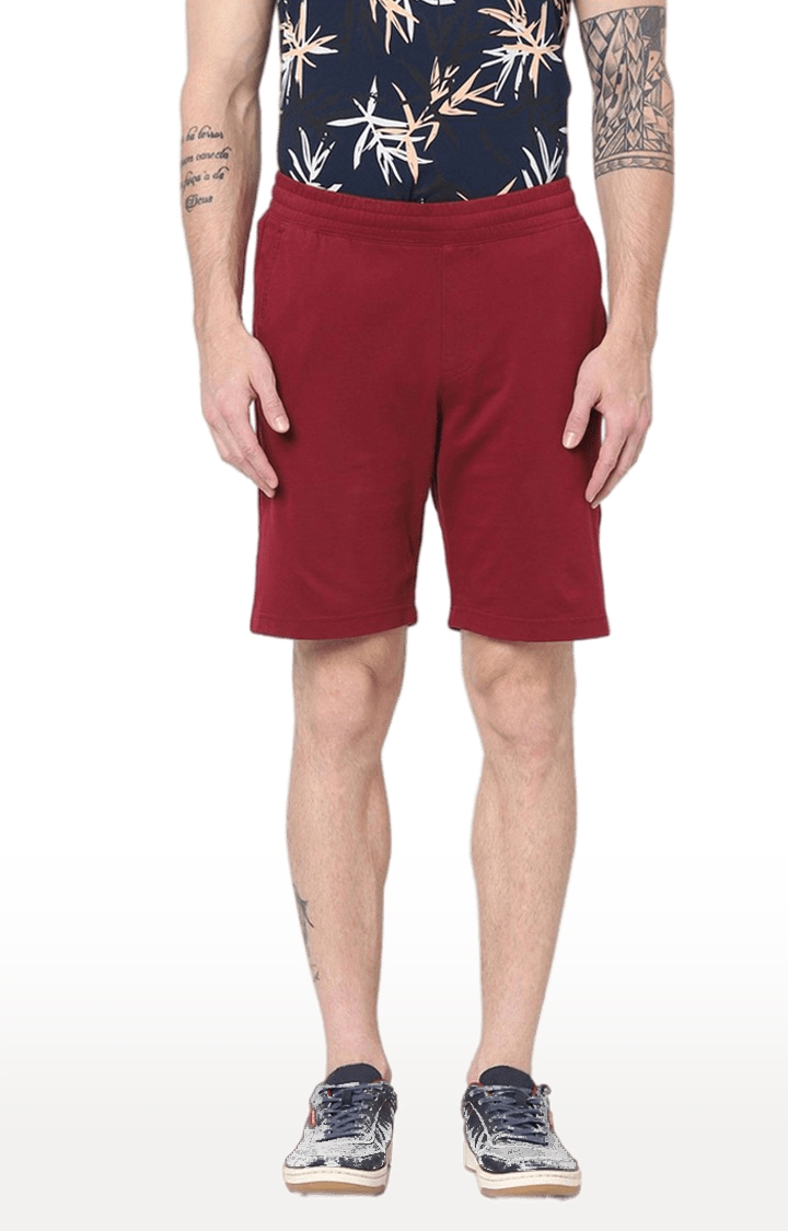 celio | Men's Red Cotton Solid Shorts 0