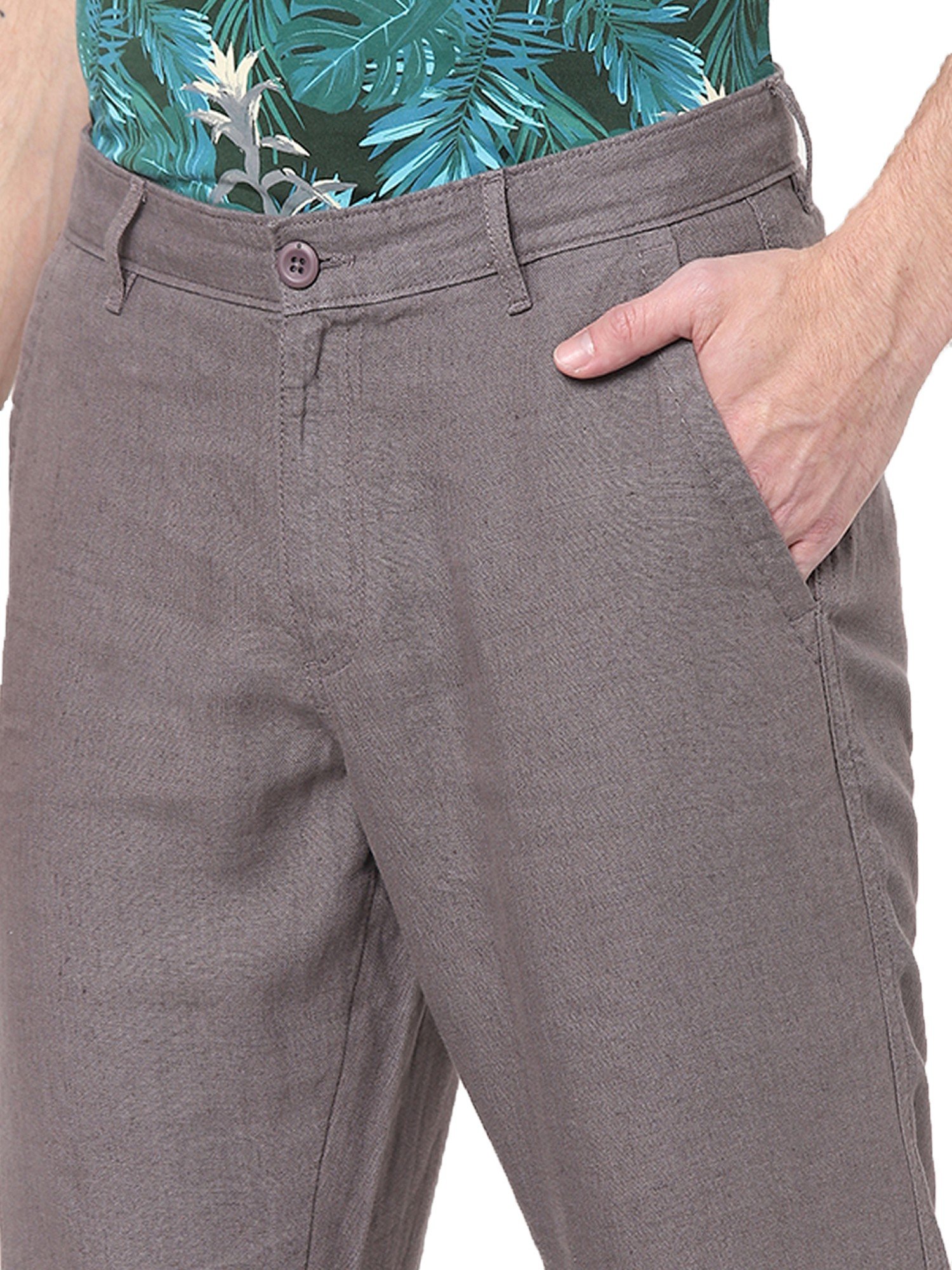 Celio Men's Grey Straight Fit Casual Pants