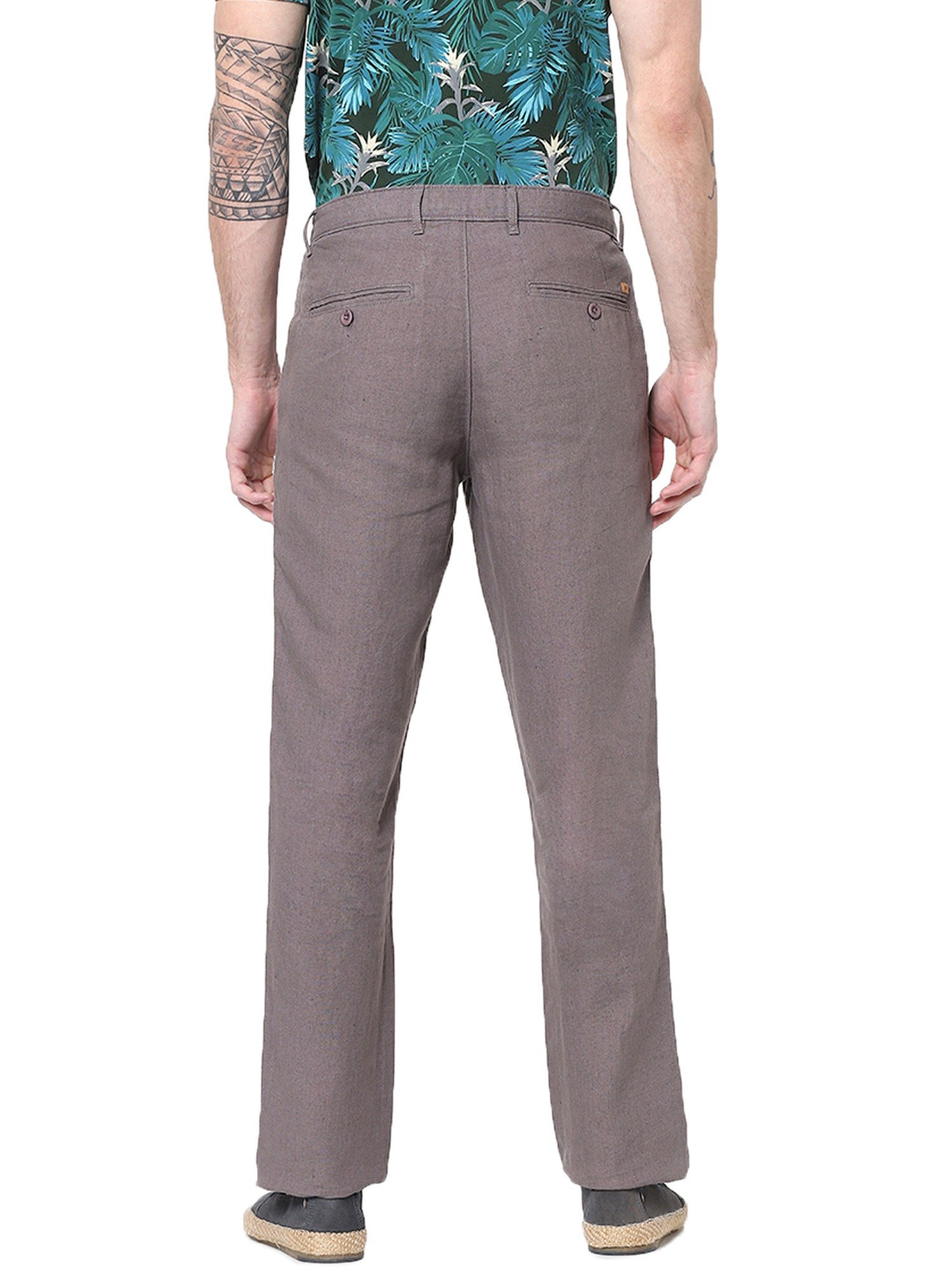 Celio Men's Grey Straight Fit Casual Pants