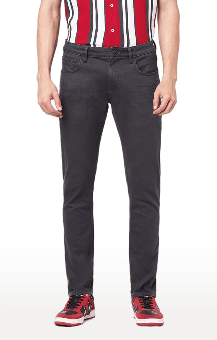 celio | Men's Grey Cotton Blend Solid Slim Jeans 0