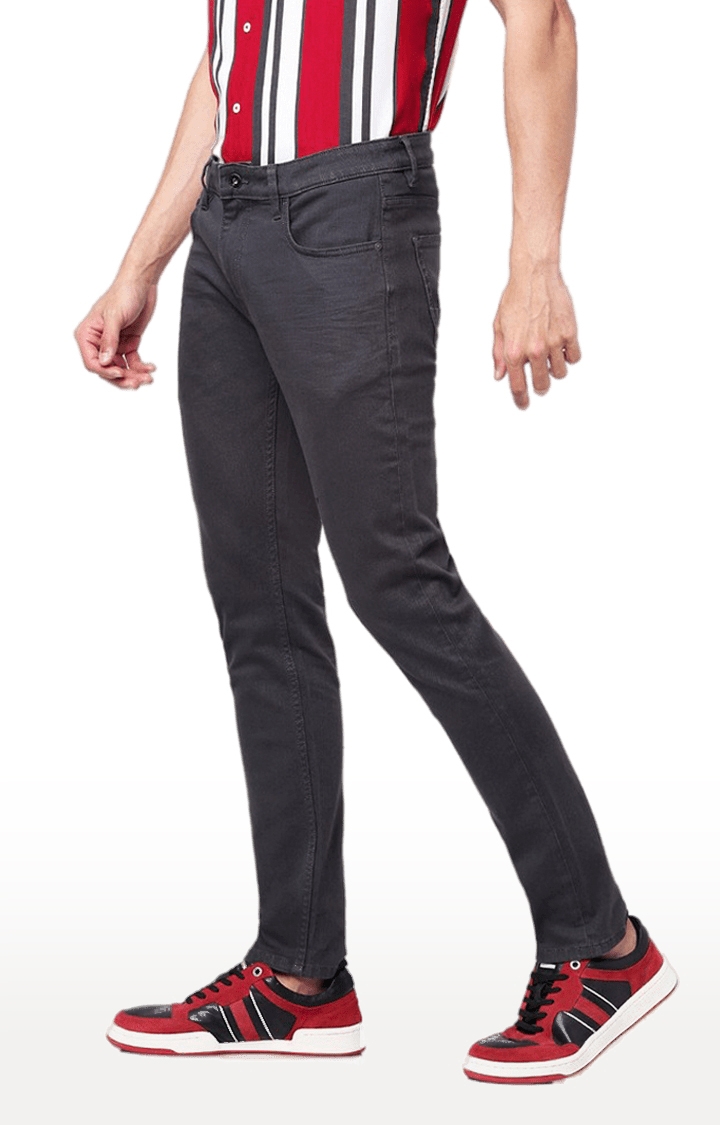 celio | Men's Grey Cotton Blend Solid Slim Jeans 1