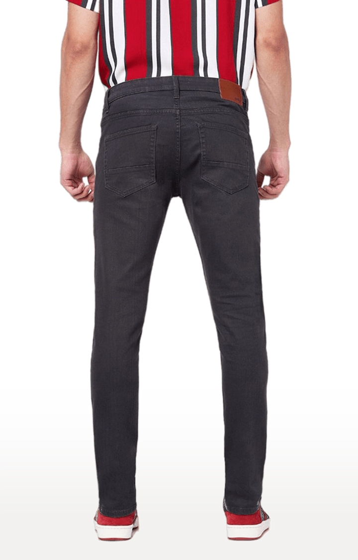 celio | Men's Grey Cotton Blend Solid Slim Jeans 2