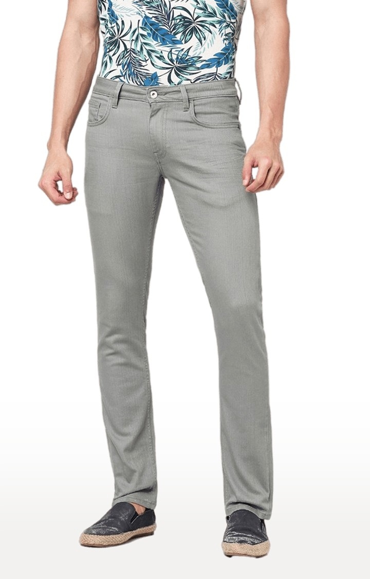 celio | Men's Grey Cotton Blend Solid Slim Jeans