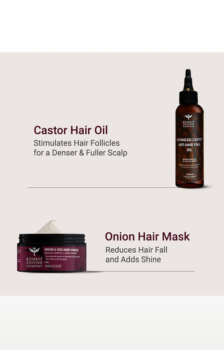 Bombay Shaving Company | Onion & Egg Hair Mask & Castor Hair Oil Combo For Men & Women (Set of 2) 3