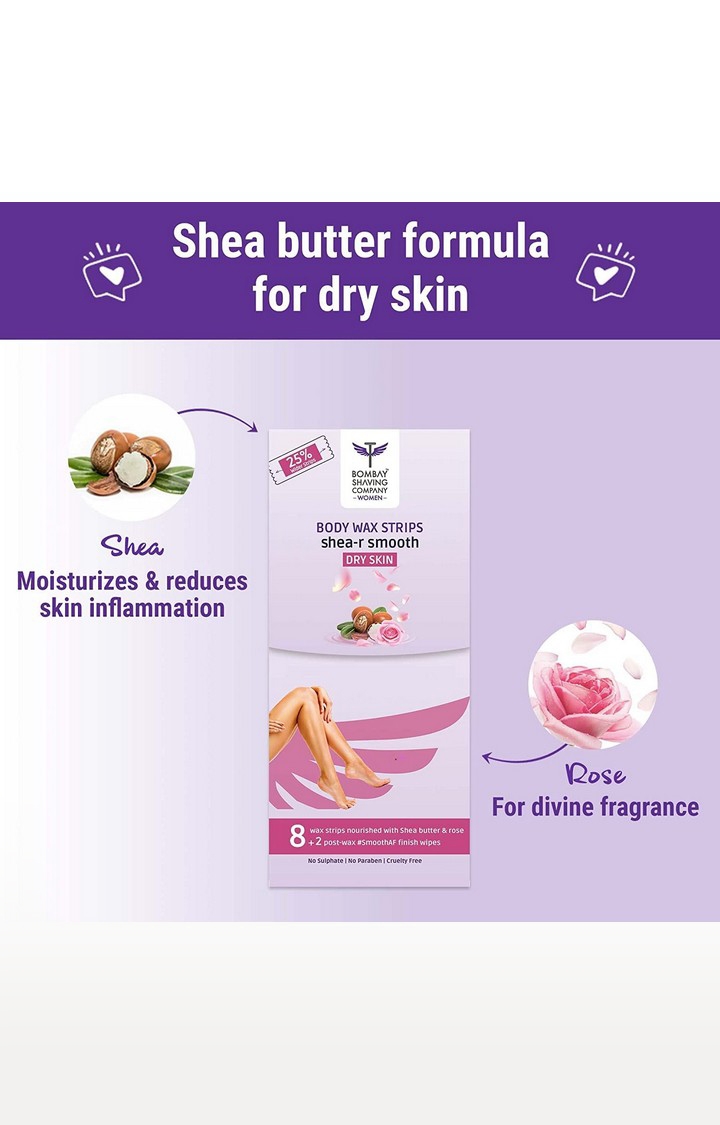 Bombay Shaving Company | Women Hair Removal Combo with Shea Butter Hair Removal Cream and Wax Strips for Dry Skin 1