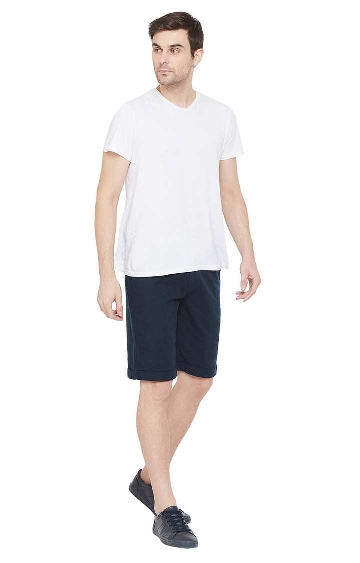 Navy Blue Solid Shorts