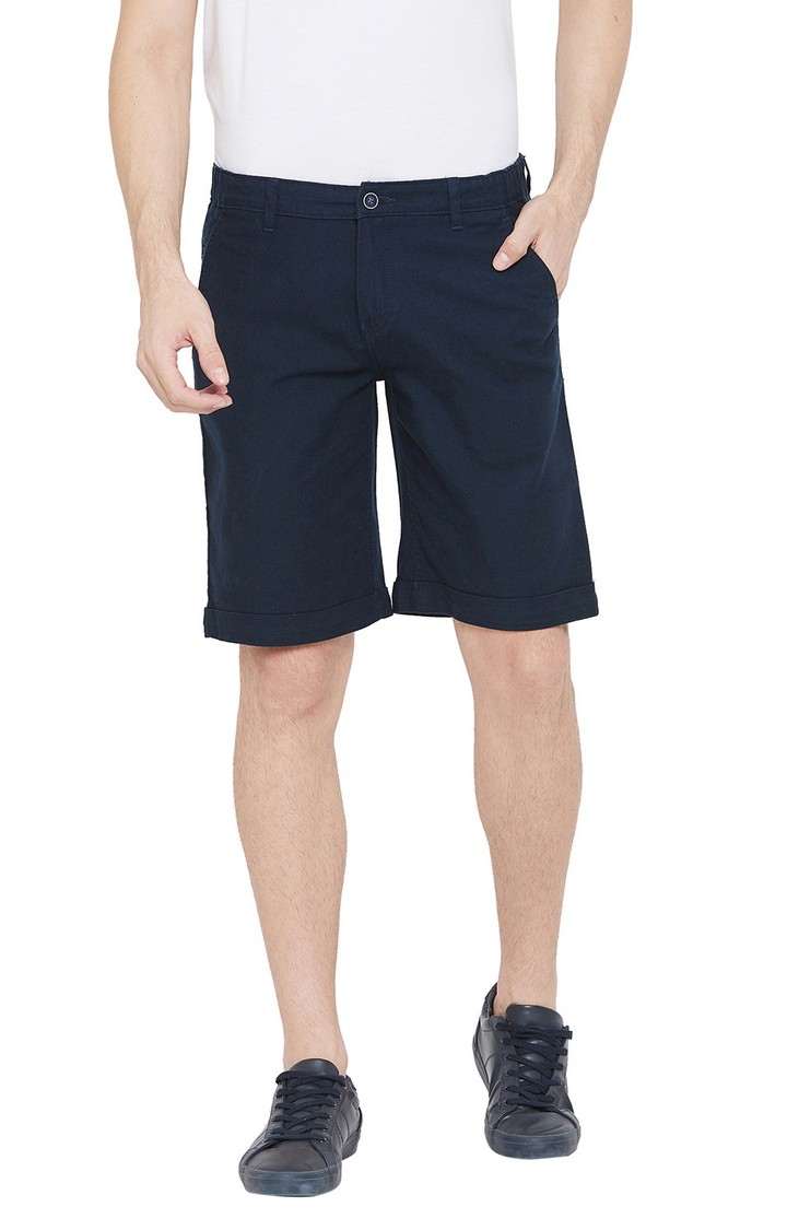 Navy Blue Solid Shorts