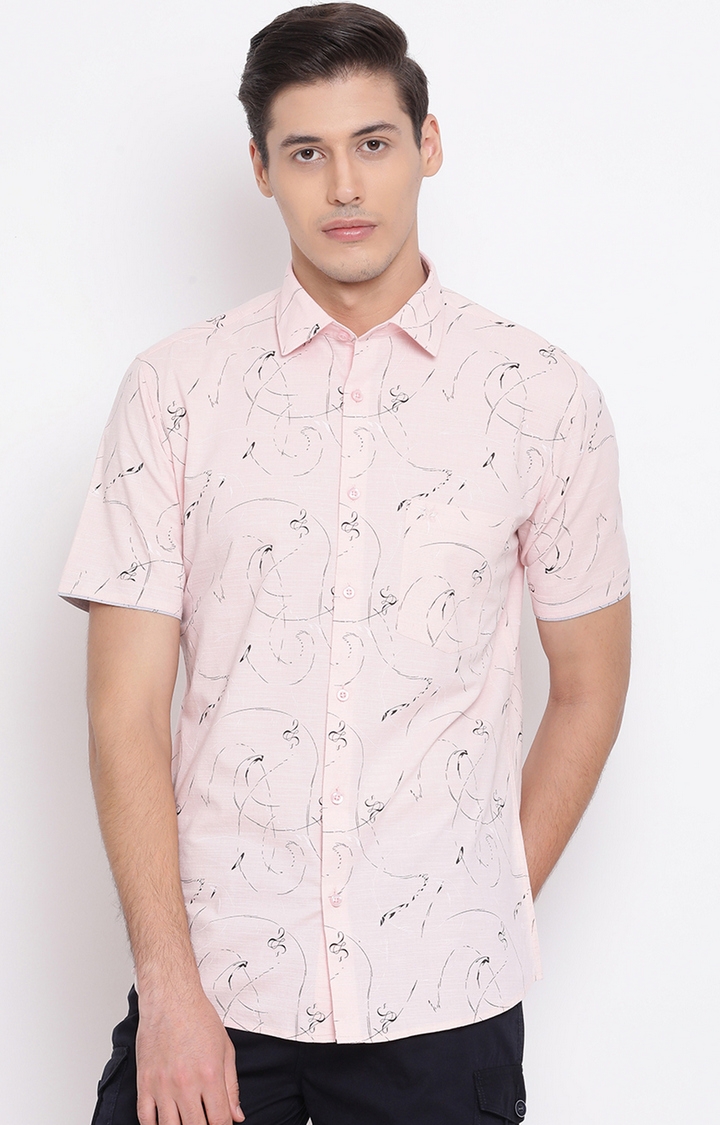 Crimsoune Club | Pink Printed Casual Shirt 0