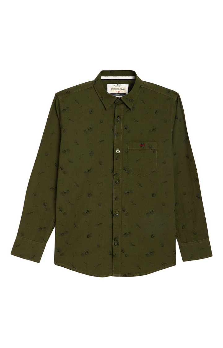 Green Printed Casual Shirt
