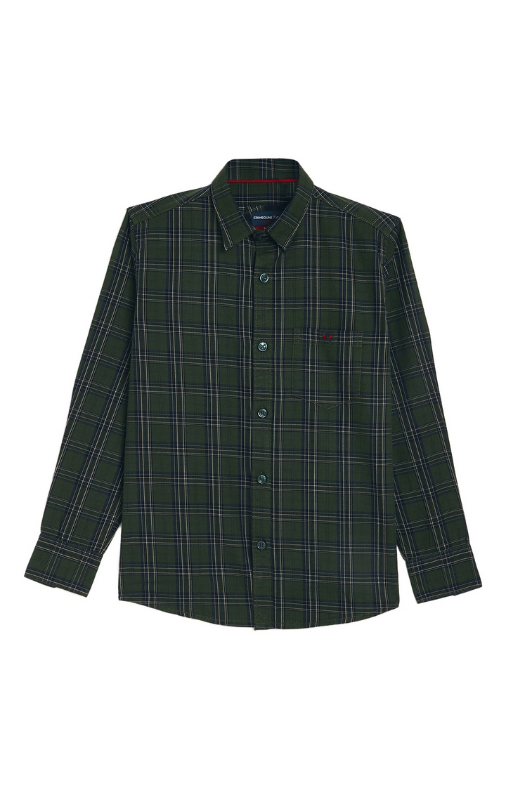 Crimsoune Club | Green Checked Casual Shirt 0