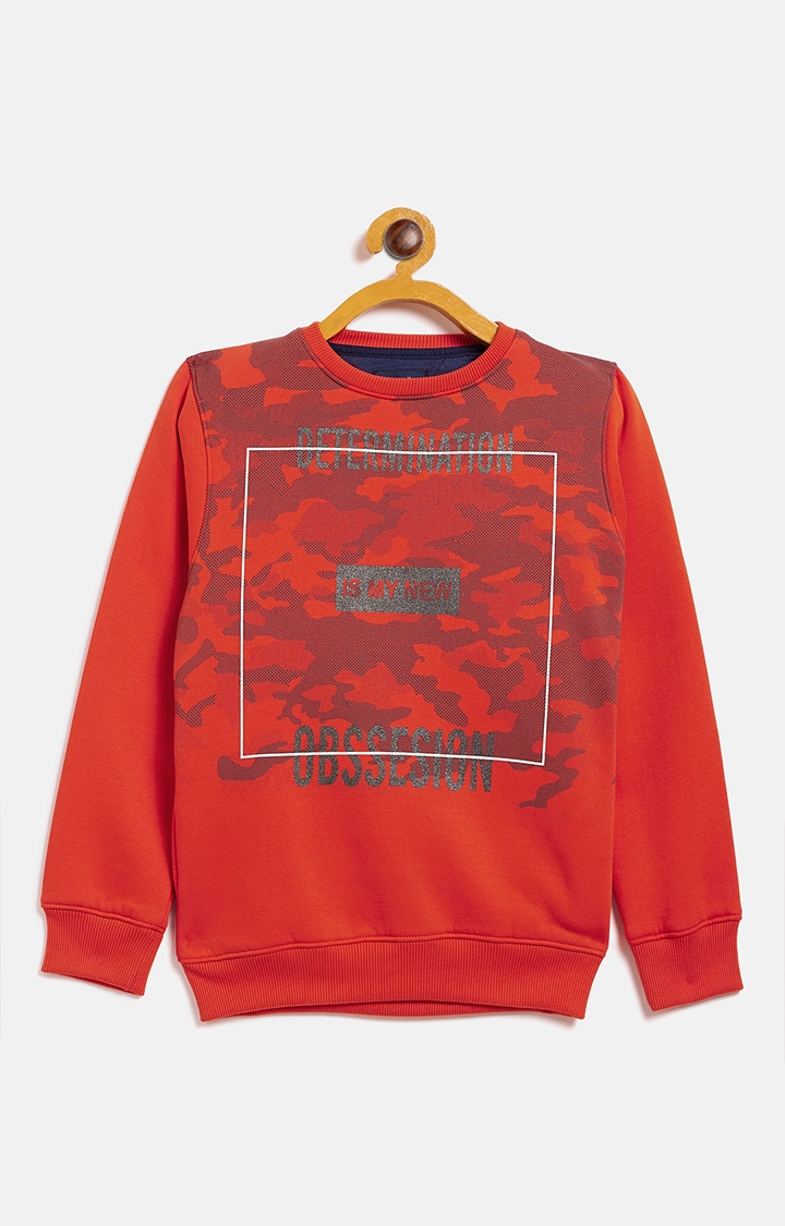 Crimsoune Club | Orange Printed Sweatshirts 0