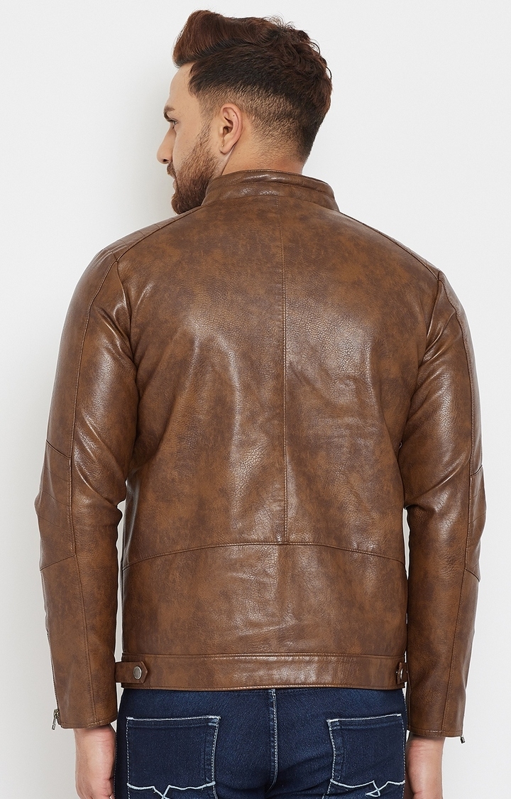 Crimsoune Club | Brown Solid Leather Jacket 5