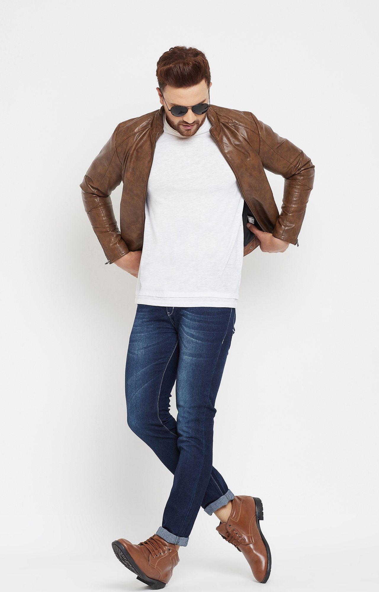 Crimsoune Club | Brown Solid Leather Jacket 2