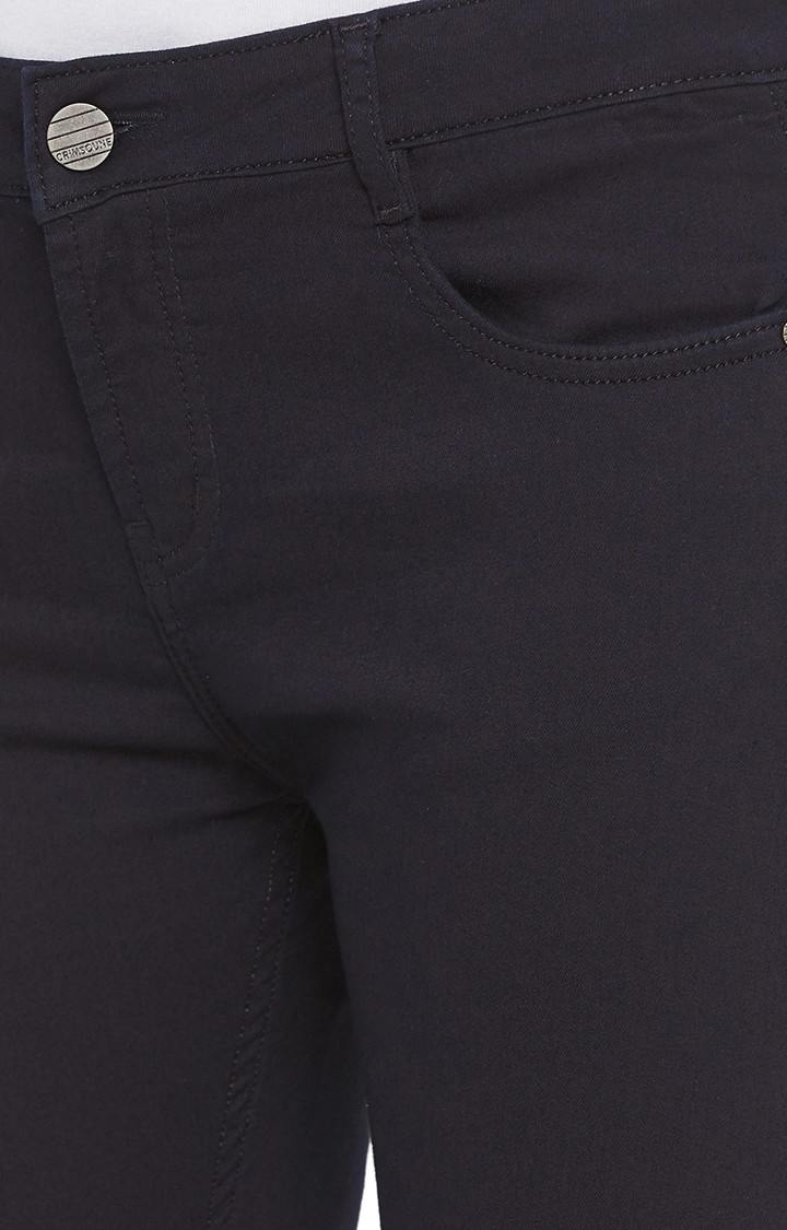 Navy Blue Solid Jeans