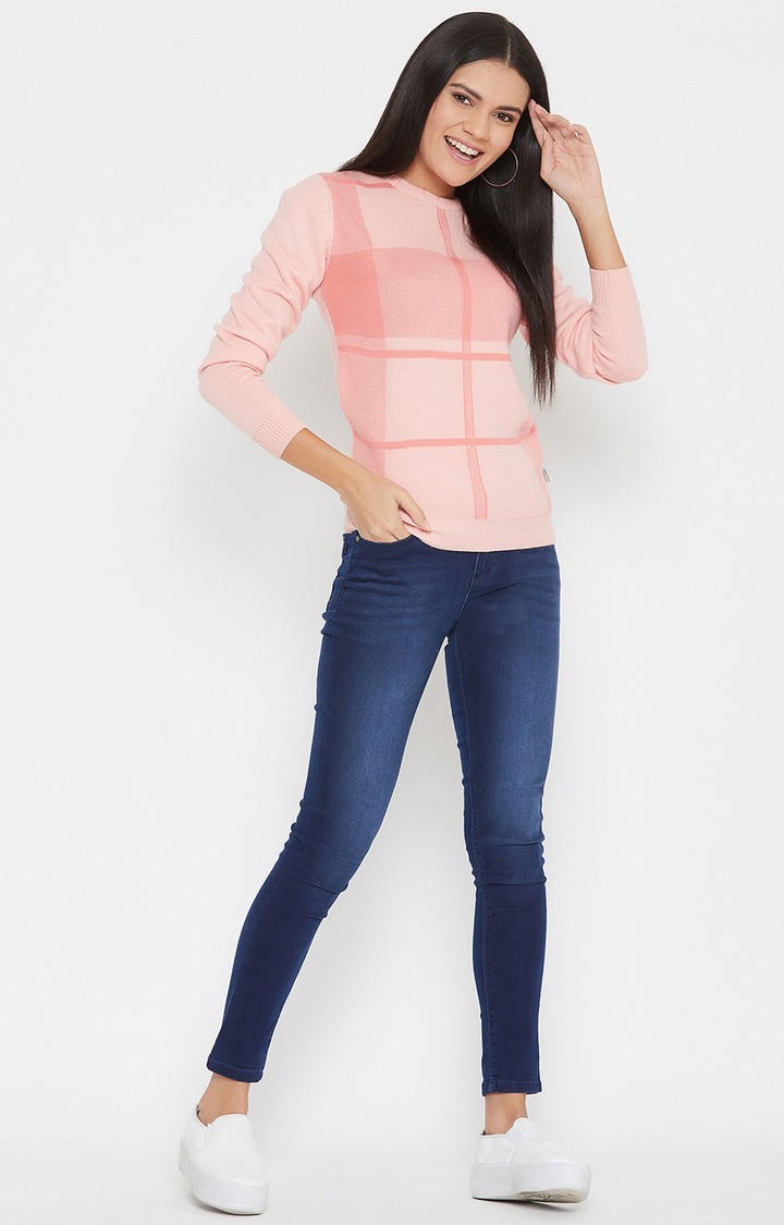 Pink Checked Sweaters