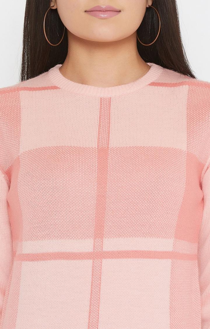 Pink Checked Sweaters