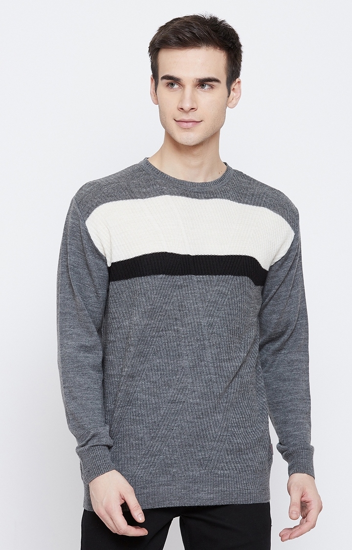 Crimsoune Club | Grey Colourblock Sweaters 0