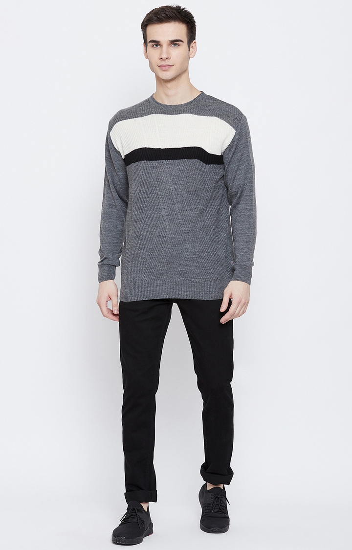 Crimsoune Club | Grey Colourblock Sweaters 1