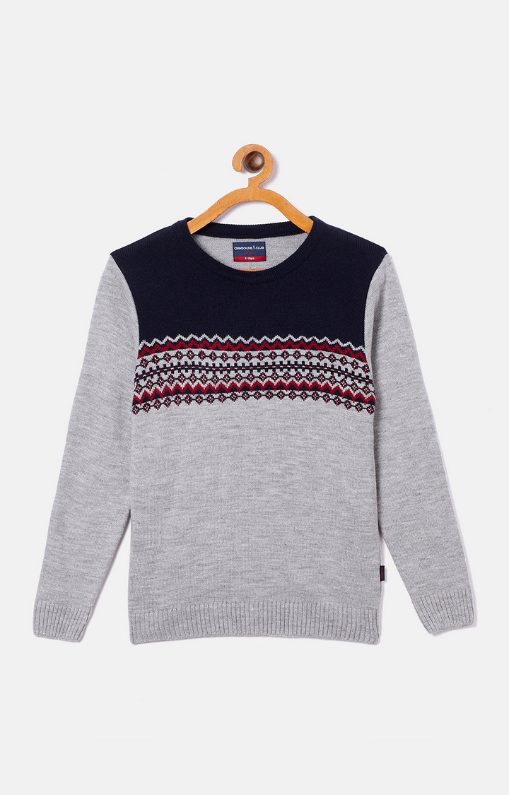 Crimsoune Club | Grey Colourblock Sweaters 0